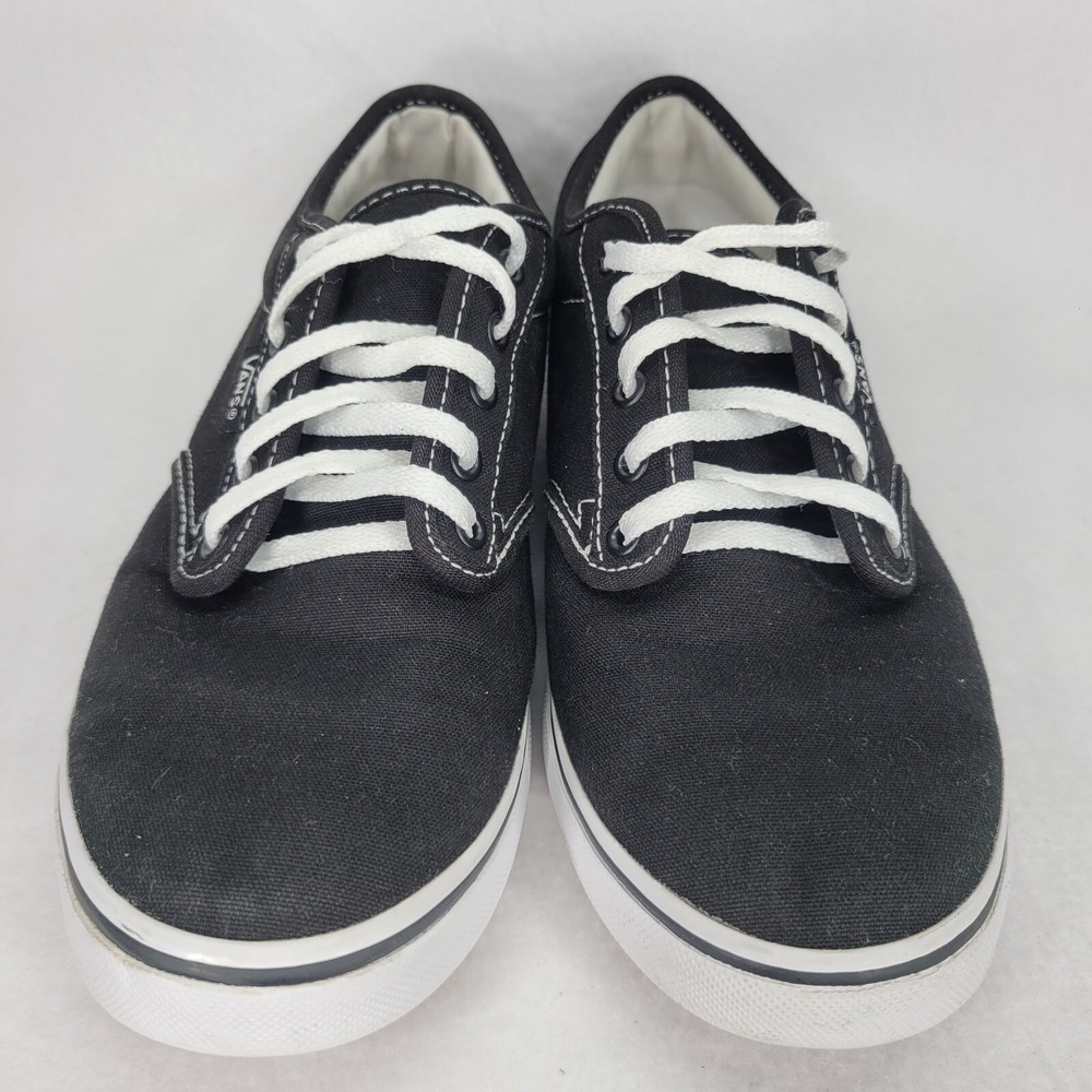 Vans Shoes Womens 6.5 Black White Low Top Lace Up Skate Sneakers Canvas Classic - Picture 4 of 9